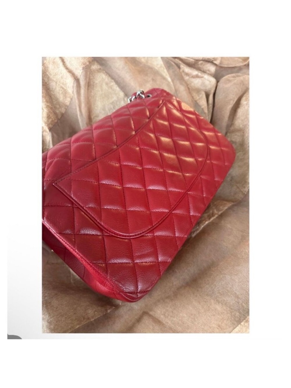 CHANEL Quilted Double Flap Shoulder Bag in Burgundy Red with Silver Hardware - Picture 10 of 13